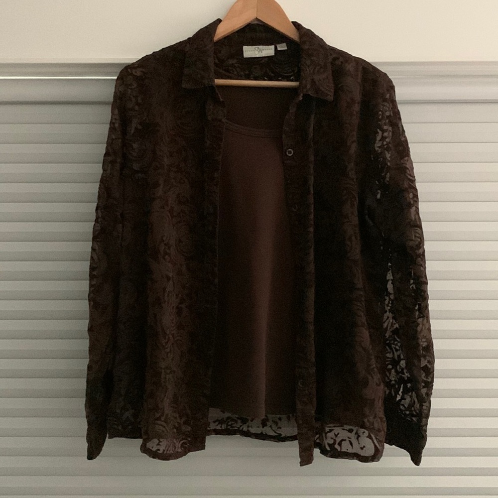 Tank and Lace Blouse Set